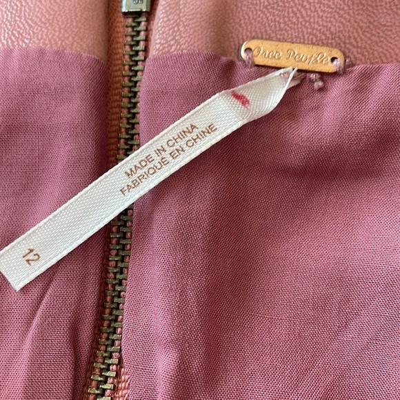 Free People Pink Faux Leather Mini Skirt - Picture 5 of 11